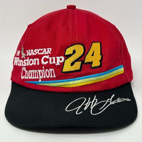 Vintage 90s NASCAR Jeff Gordon Hat Baseball Cap 1995 Winston Cup Snapback Red - Picture 1 of 11